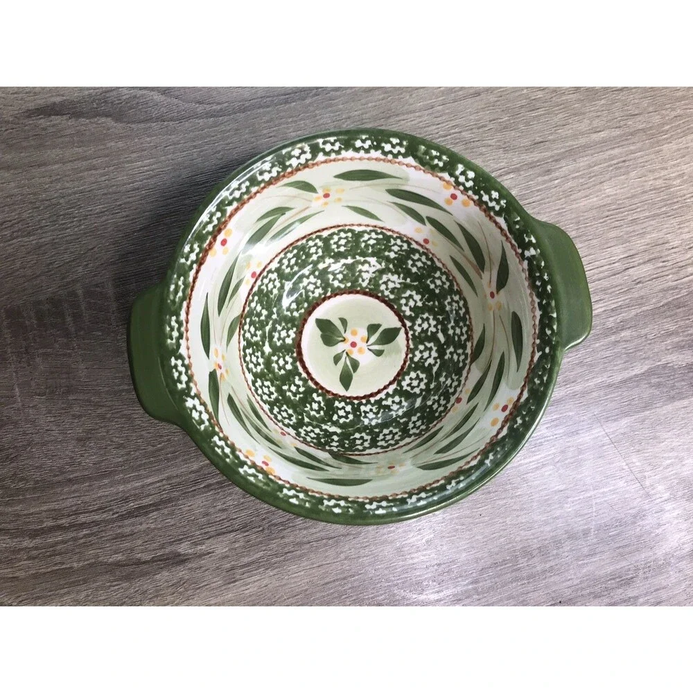 Temptations Bakeware Old World Green 1 Qt Bowl With Wire Basket